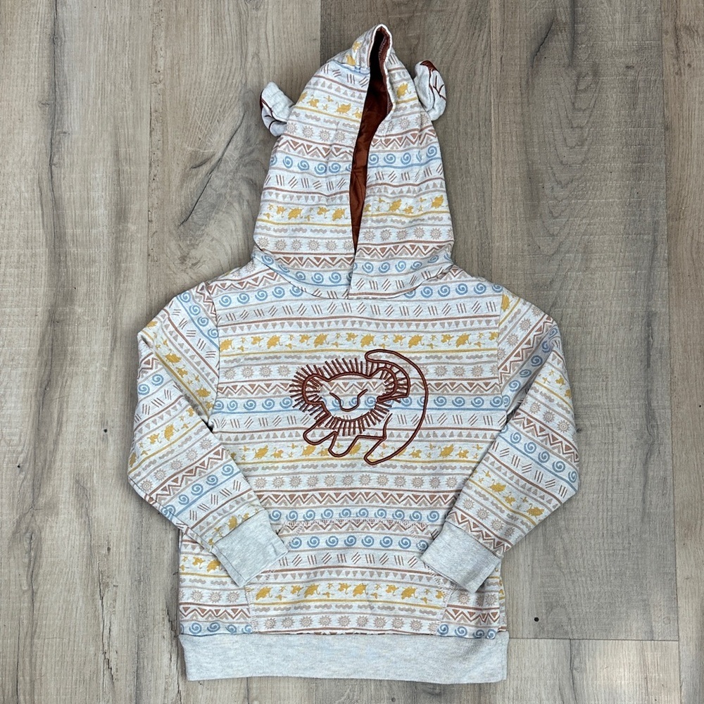 Boxlunch Lion King Patterned Hoodie with Simba Embroidery size 5t